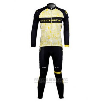 2012 Fahrradbekleidung Livestrong Gelb Trikot Langarm und Tragerhose